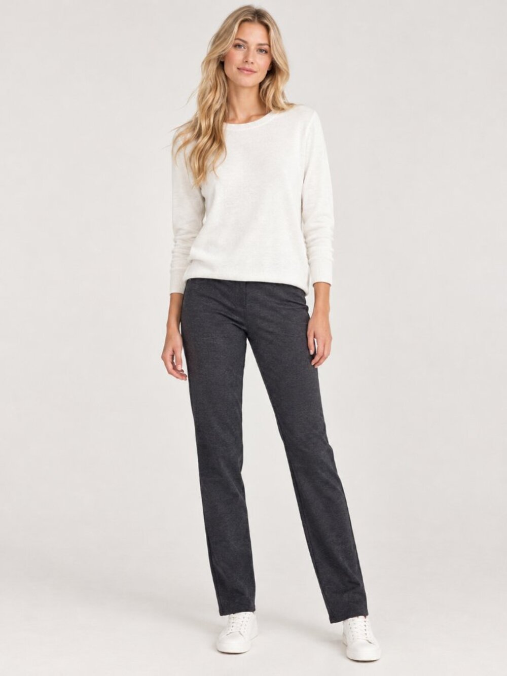 2/$30 Chico's So Slimming High Rise Slim Dress Pants Heather Charcoal 14 #A5158